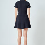 Jewel Buttoned Knit Mini Dress
