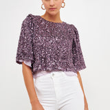 Sequin Flutter Sleeve Top