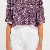 Sequin Flutter Sleeve Top