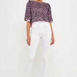 Sequin Flutter Sleeve Top