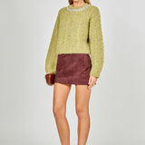 Jewel Embroidered Fuzzy Cable Knit Chunky Sweater