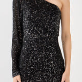 One Shoulder Sequins Mini Dress