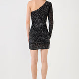 One Shoulder Sequins Mini Dress