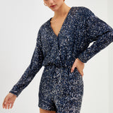 Long Sleeve Sequin Romper