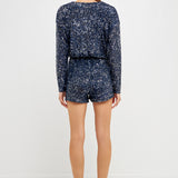 Long Sleeve Sequin Romper