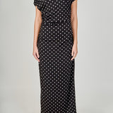 Asymmetrical Polka Dot Midi Dress