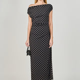 Asymmetrical Polka Dot Midi Dress