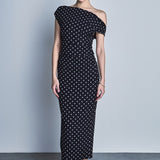 Asymmetrical Polka Dot Midi Dress