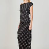 Asymmetrical Polka Dot Midi Dress
