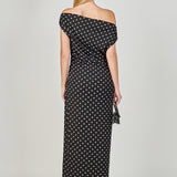 Asymmetrical Polka Dot Midi Dress