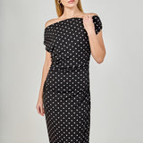 Asymmetrical Polka Dot Midi Dress