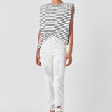 High-Waisted Distressed Straight Leg Jeans