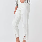 High-Waisted Distressed Straight Leg Jeans