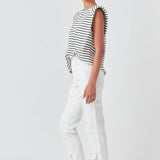 High-Waisted Distressed Straight Leg Jeans