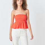 Smocked Strapless Top