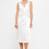 Draped Twist Satin Maxi High Low Dress