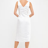 Draped Twist Satin Maxi High Low Dress