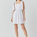 Bowed Square Neckline Baby Doll Mini