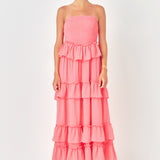 Tiered Gingham Maxi Dress