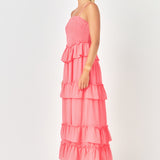 Tiered Gingham Maxi Dress