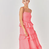 Tiered Gingham Maxi Dress