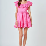 Scalloped Off The Shoulder Mini Dress
