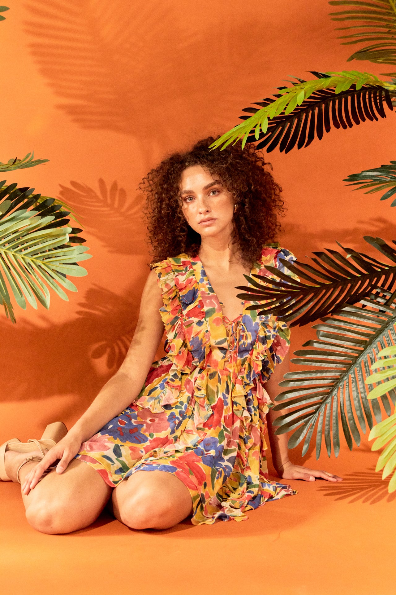 Multi Pop Floral Chiffon Ruffled Mini - Endless Rose