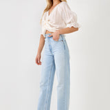 Front Twisted Puff Sleeve Top