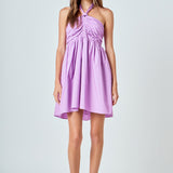 Ruched Halter Neck Flounce Dress