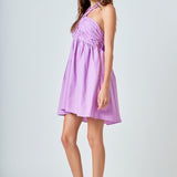 Ruched Halter Neck Flounce Dress