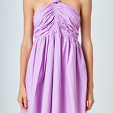 Ruched Halter Neck Flounce Dress