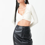 Front Twist Cropped Long Sleeve