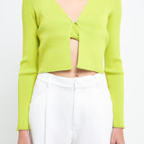 Single Button Fine Rib Cardigan