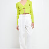 Single Button Fine Rib Cardigan