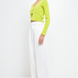 Single Button Fine Rib Cardigan