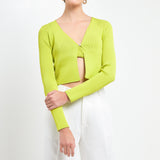 Single Button Fine Rib Cardigan