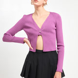Single Button Fine Rib Cardigan
