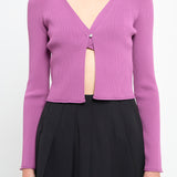 Single Button Fine Rib Cardigan