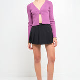 Single Button Fine Rib Cardigan