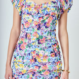 Floral Off the Shoulder Ruched Mini Dress
