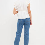 Light Sheen Woven Front Tie Top