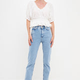 Floral Embroidered Smocked Off Shoulder Top