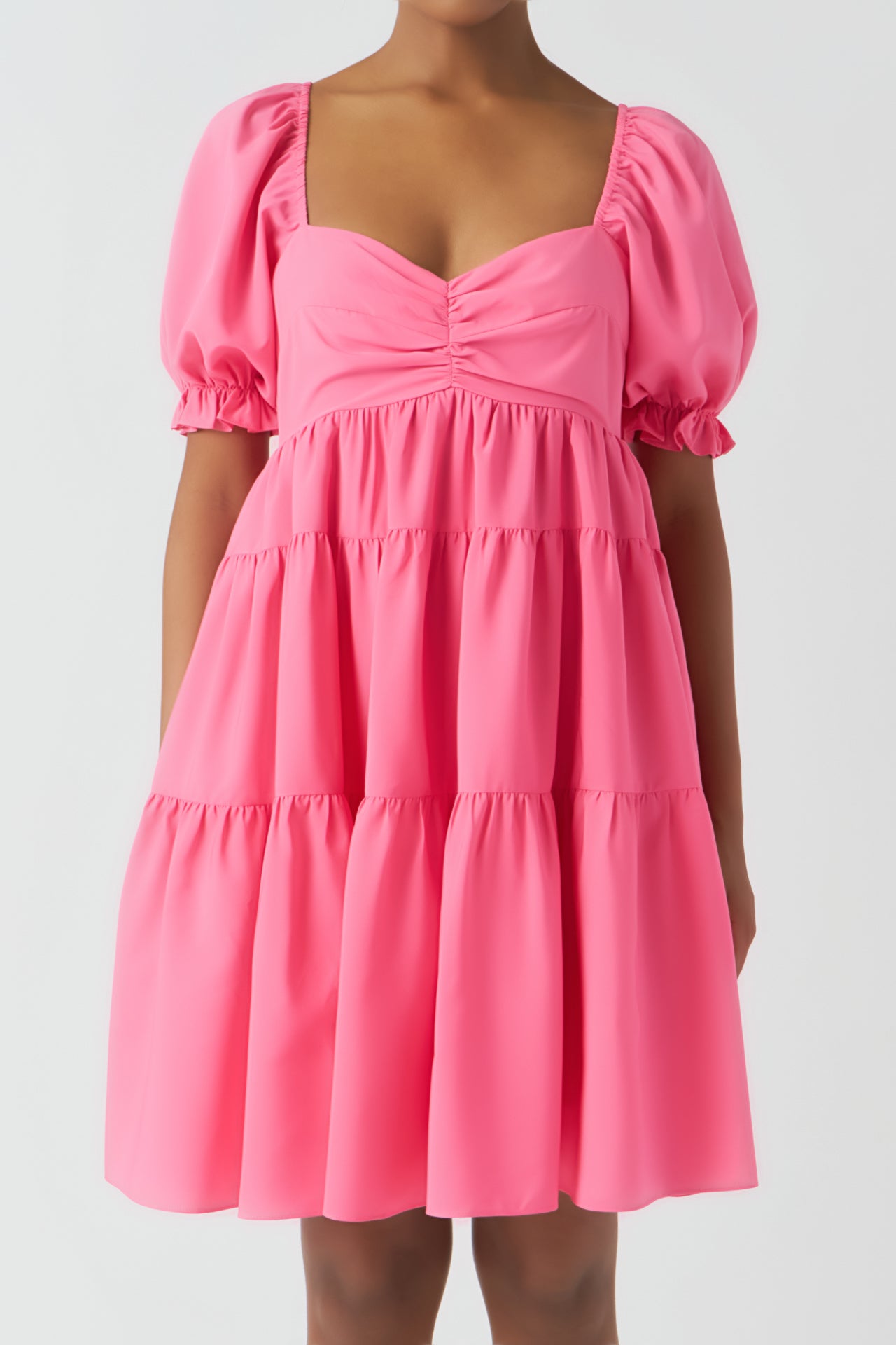 Classic Sweetheart Tiered Mini with Puff Sleeves