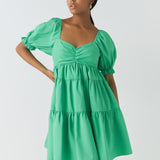 Classic Sweetheart Tiered Mini with Puff Sleeves
