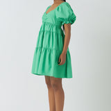 Classic Sweetheart Tiered Mini with Puff Sleeves