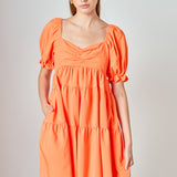 Classic Sweetheart Tiered Mini with Puff Sleeves