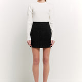 High-Waisted Tweed Skirt