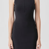 Front Zip Sleeveless Knit Mini Dress
