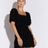 Mesh Trimmed Fitted Mini Dress