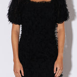 Mesh Trimmed Fitted Mini Dress